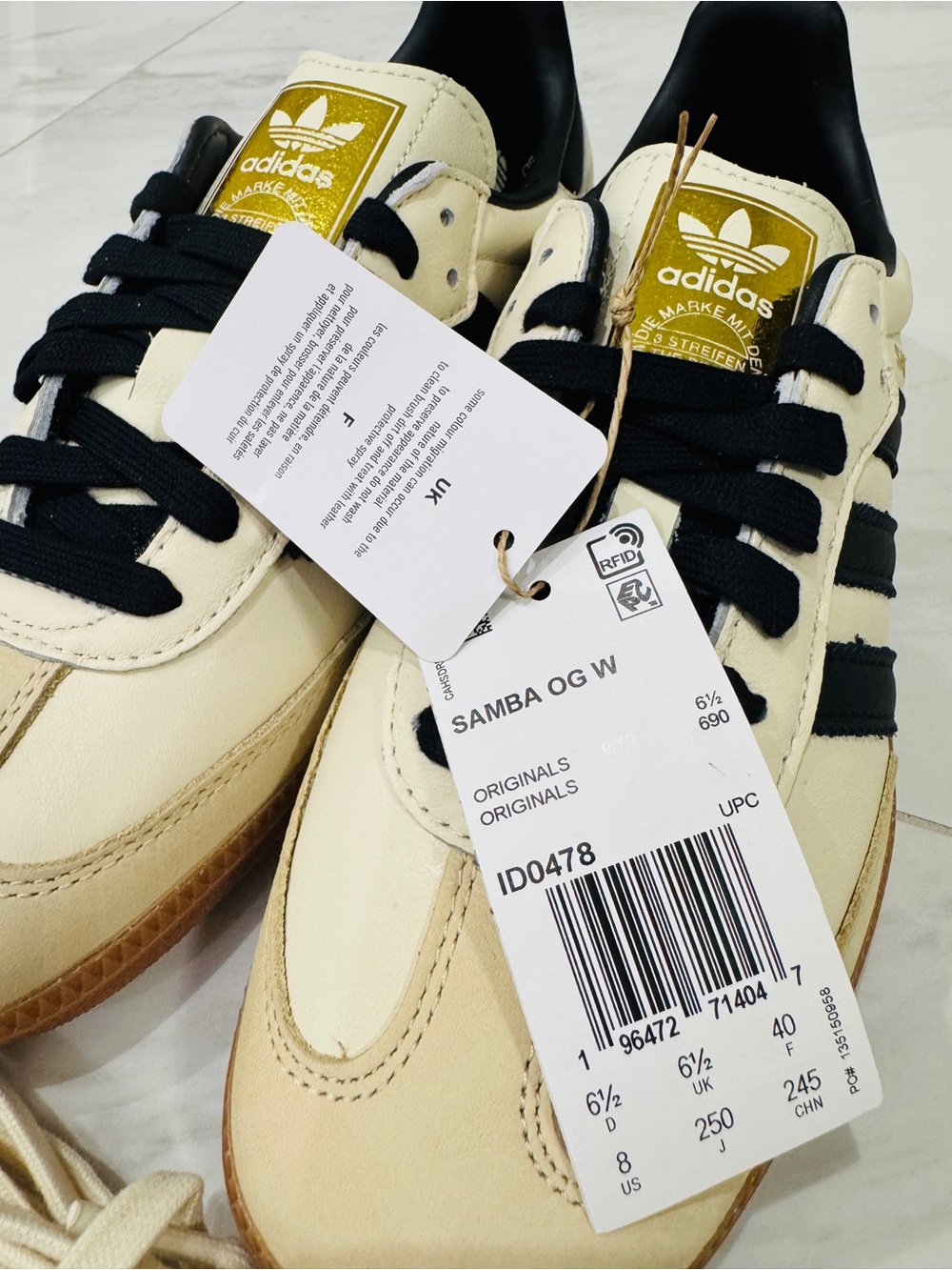 adidas Cream and Black Samba OG Women’s Sneakers - Picture 4 of 5
